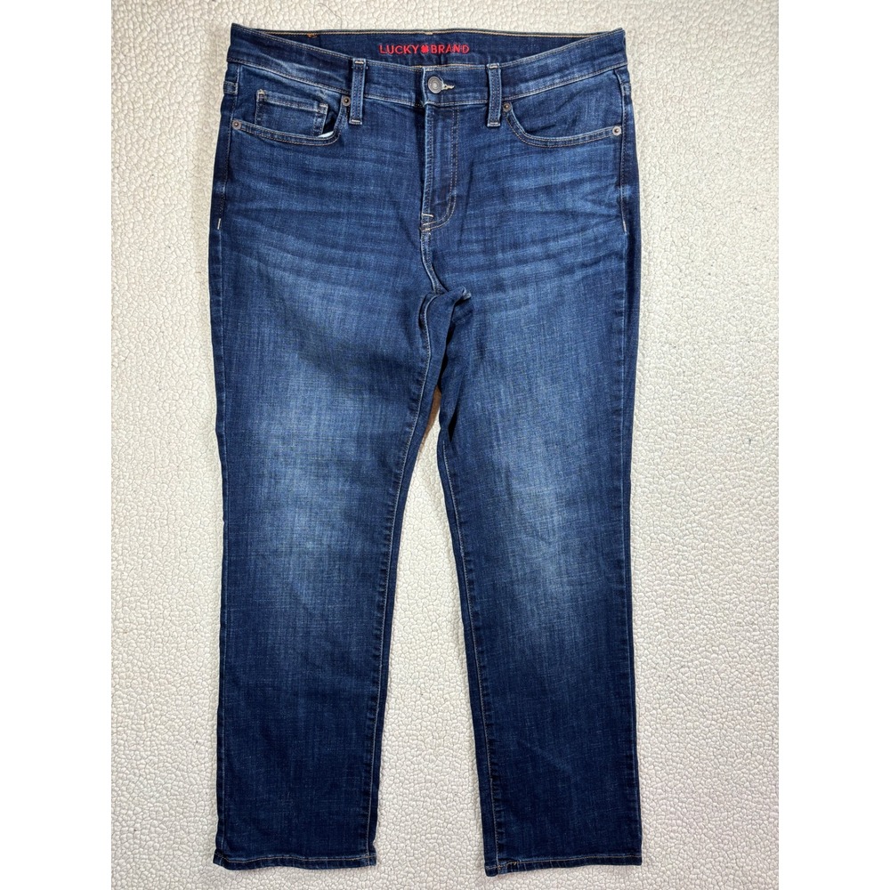 Lucky Brand Sweet Mid Rise Straight Jeans Women's 14/32A Dark Wash Stretch